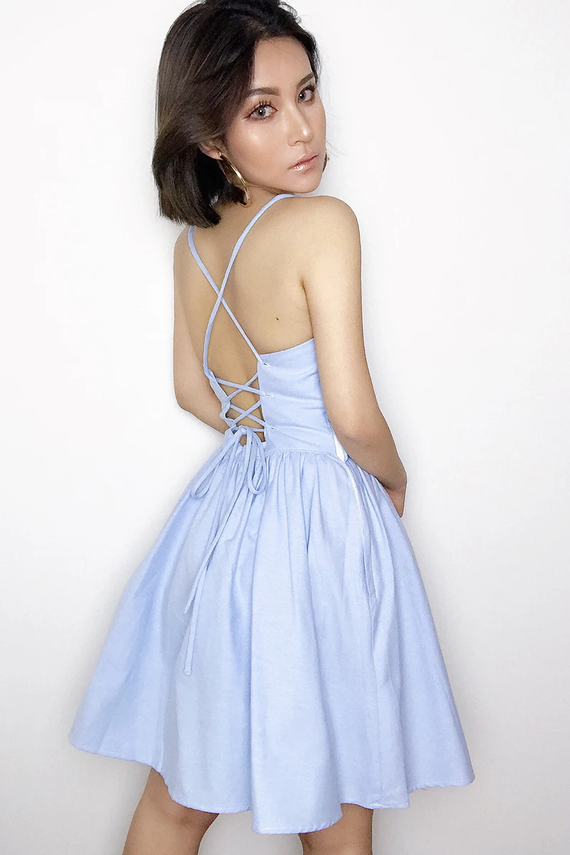 

Summer Swing Beach Short Dress Sexy Backless Lace Up Solid Color Women Dresses Seaside Travel Vacation Sling Ladies Dress