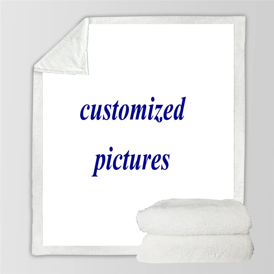 Customized Pitures 3D Printed Sherpa Blanket Couch Quilt Cover Travel Bedding Outlet Velvet Plush Throw Fleece Bedspread | Дом и сад