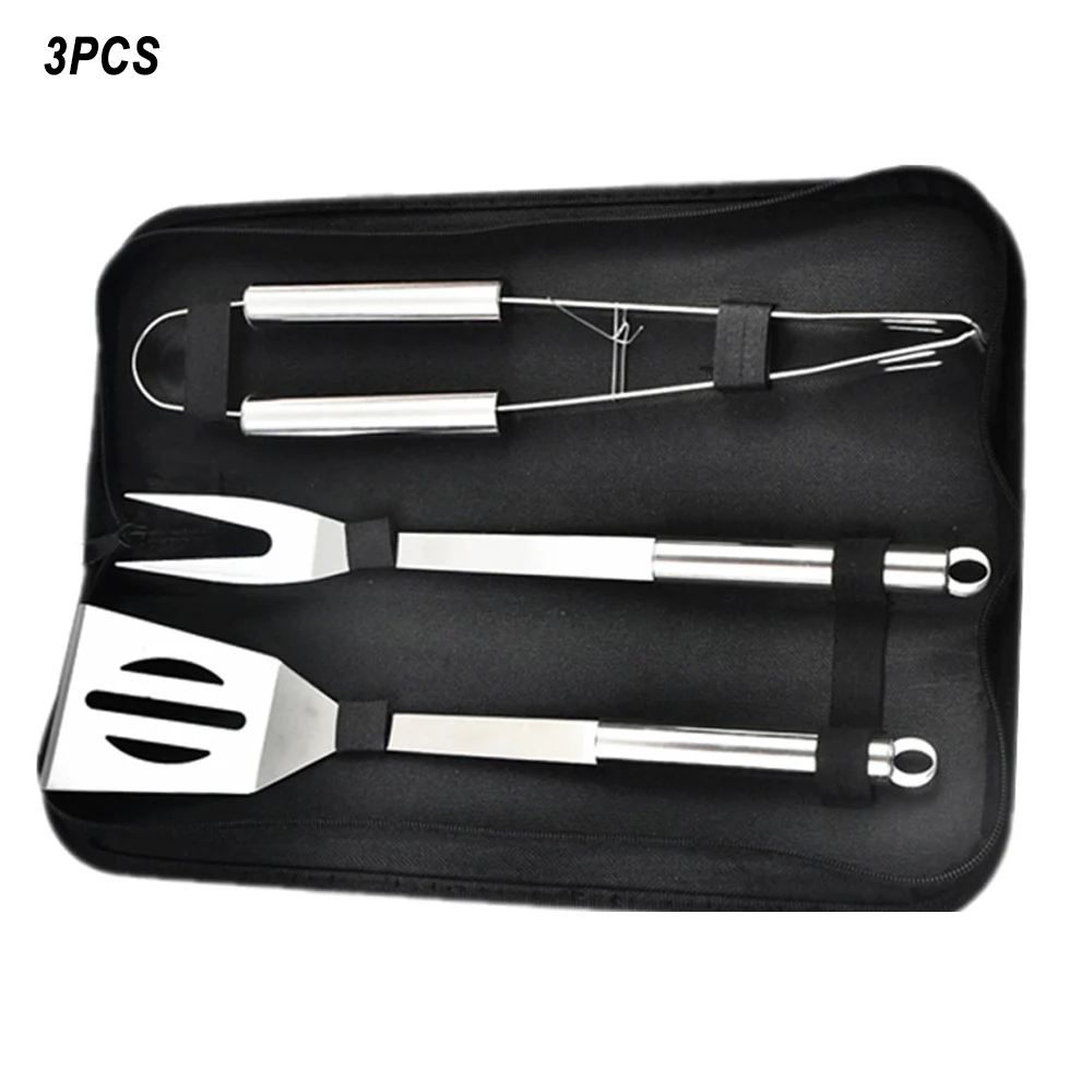 

3Pcs /Set Stainless Steel Barbecue Grilling Tools Set BBQ Utensil Accessories Camping Outdoor Cooking Tools Kit With Carry Bag