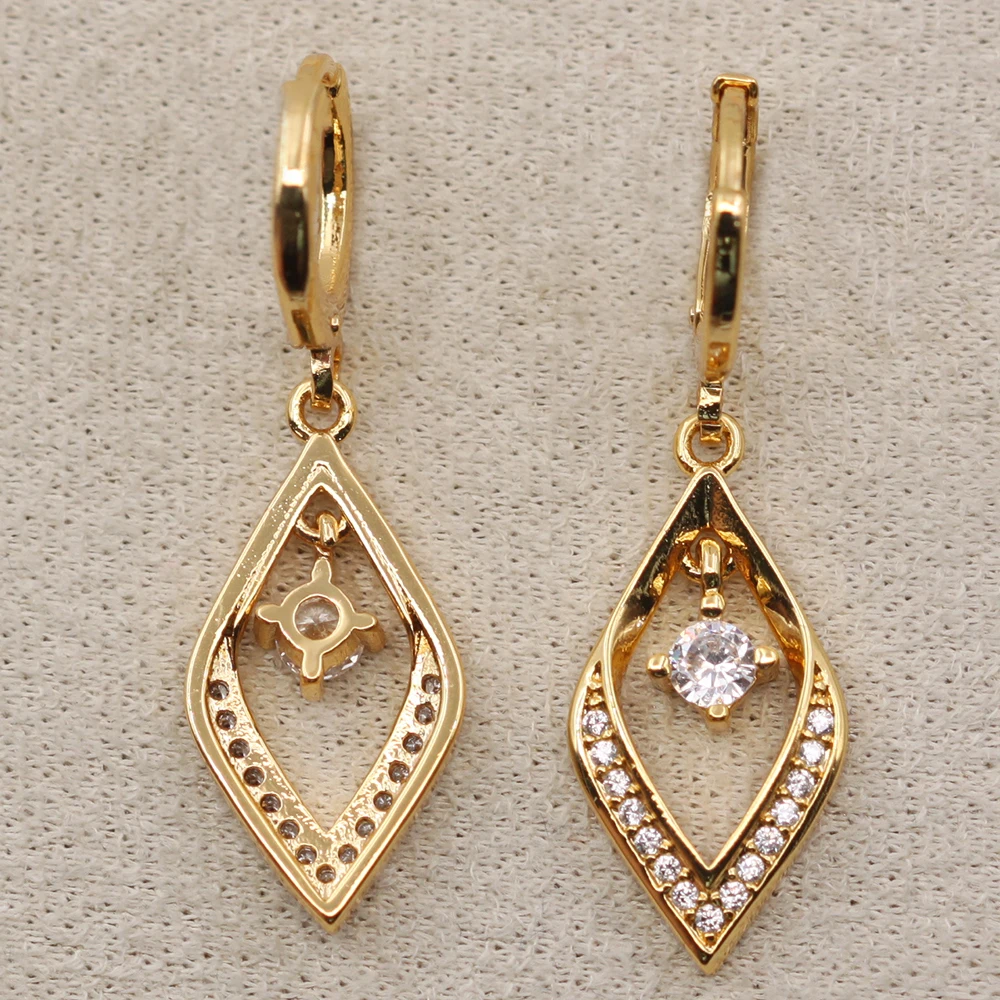 Роскошные длинные висячие серьги для женщин Золотой Цвет лист Форма с Круглый