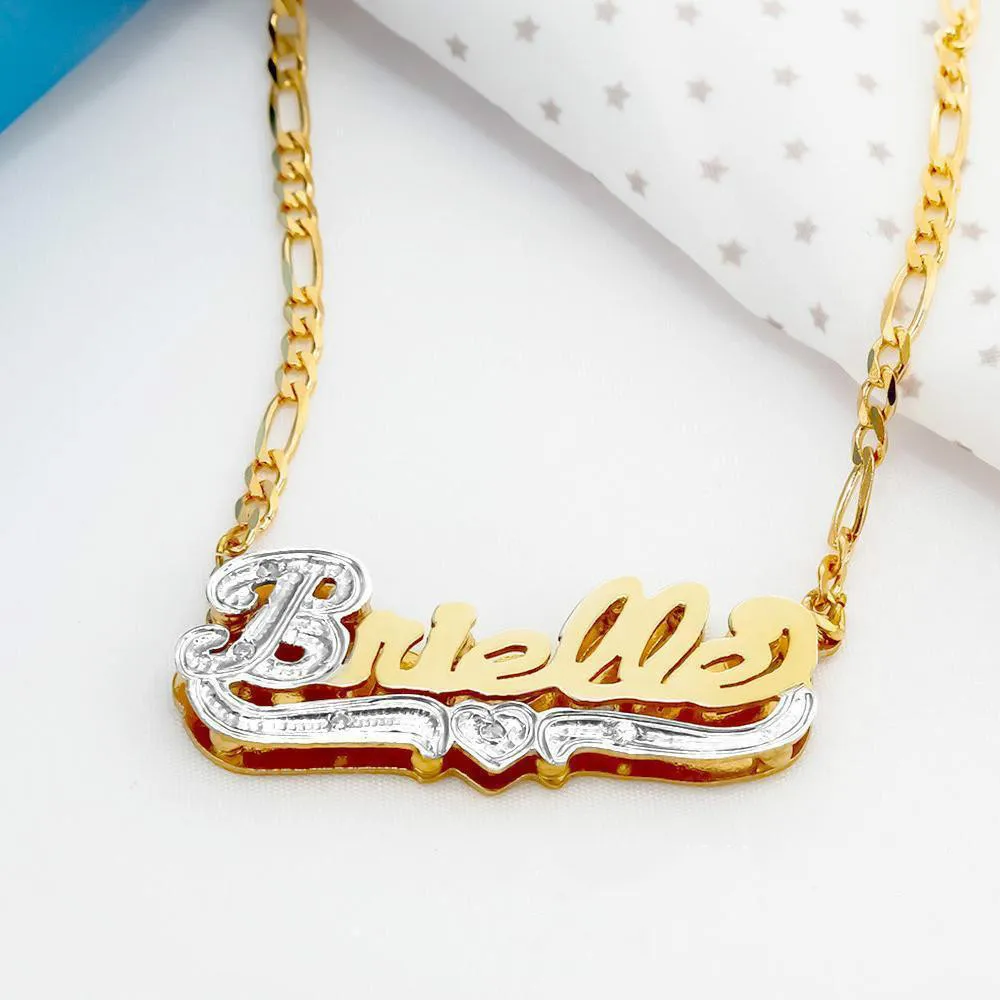 

S925 Sterling Silver Name Necklace Double Layer Personalized Customized Nameplate Necklace Two Color Pendant Accessories Gift