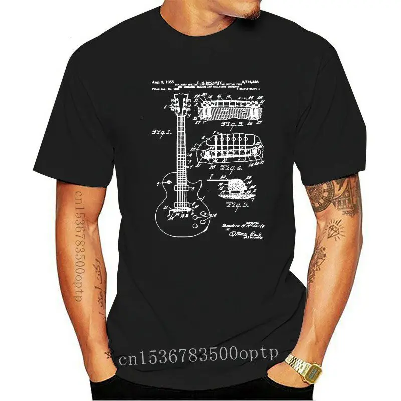 

Новинка 2021, модная забавная Мужская футболка с принтом гитары, лакированный принт 1955, винтажная рубашка с лакированным принтом, летняя футб...