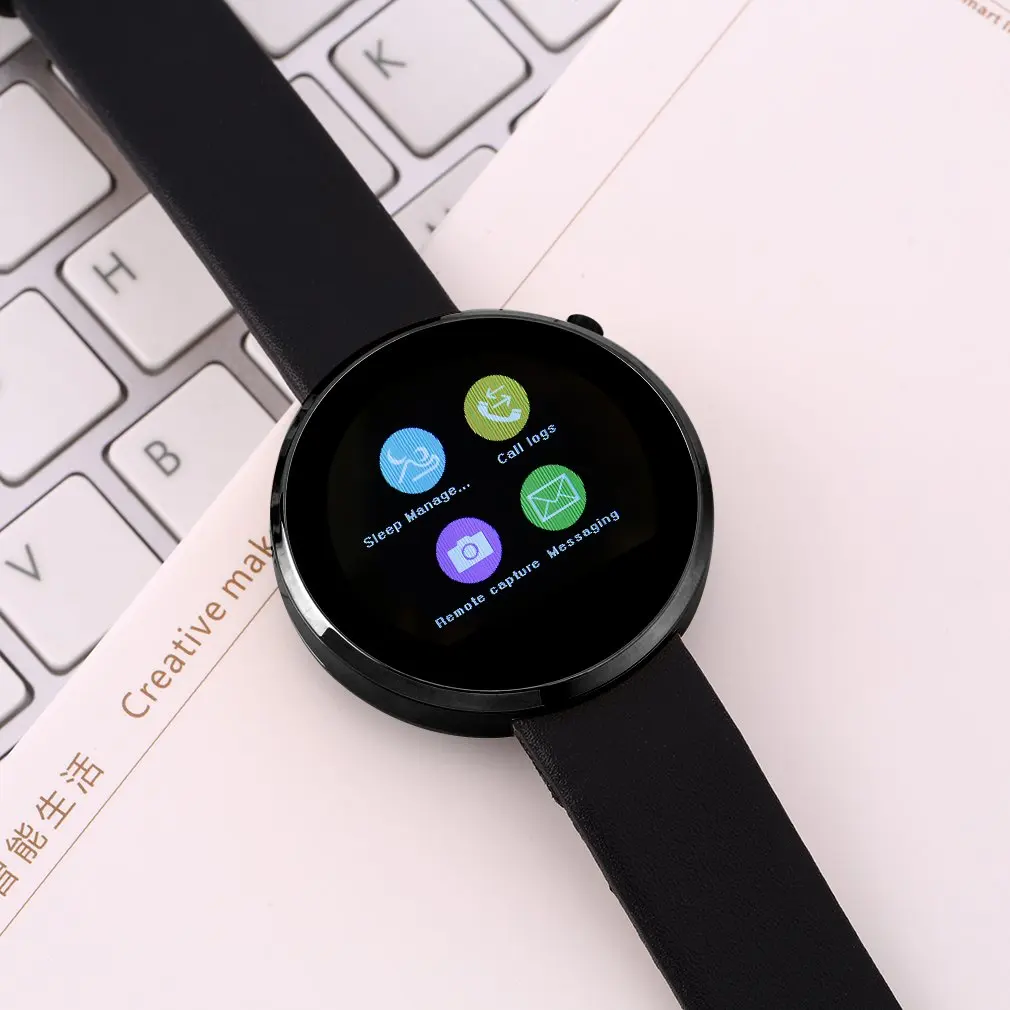 

Round Dial Smart Wirist Watch Heart Rate Monitor Pedometer For IOS