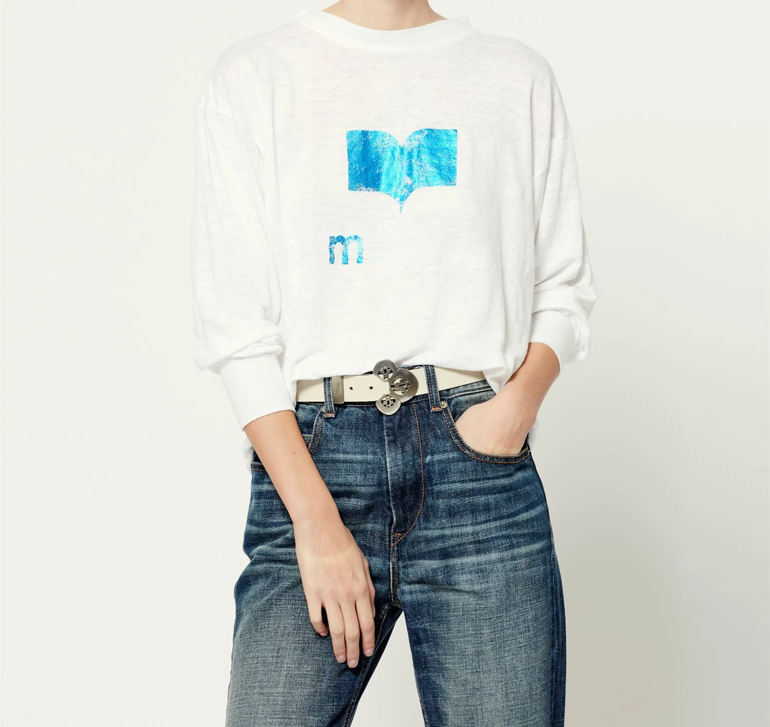 

Женская футболка с длинным рукавом, круглым вырезом и принтом