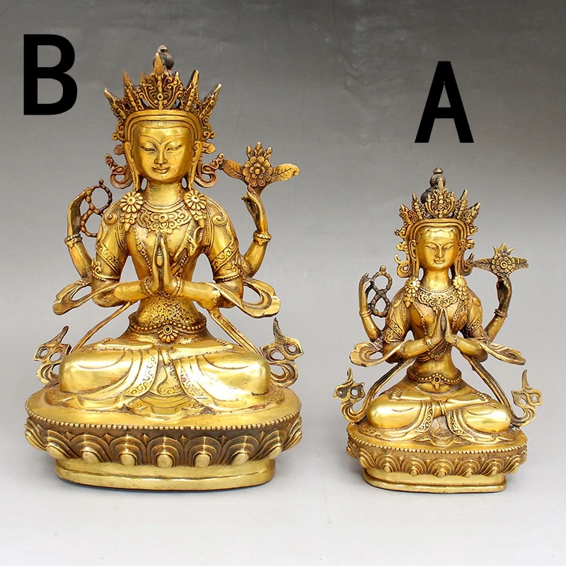 

Copper Four-armed Goddess of Mercy Buddha Copper metal crafts home desktop decor decoration ornaments(A886)