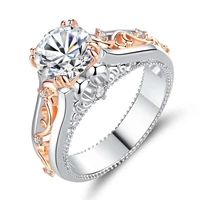 milangirl romantic decorative pattern rose gold ring high quality aaa champagne cubic zirconia engagement for women