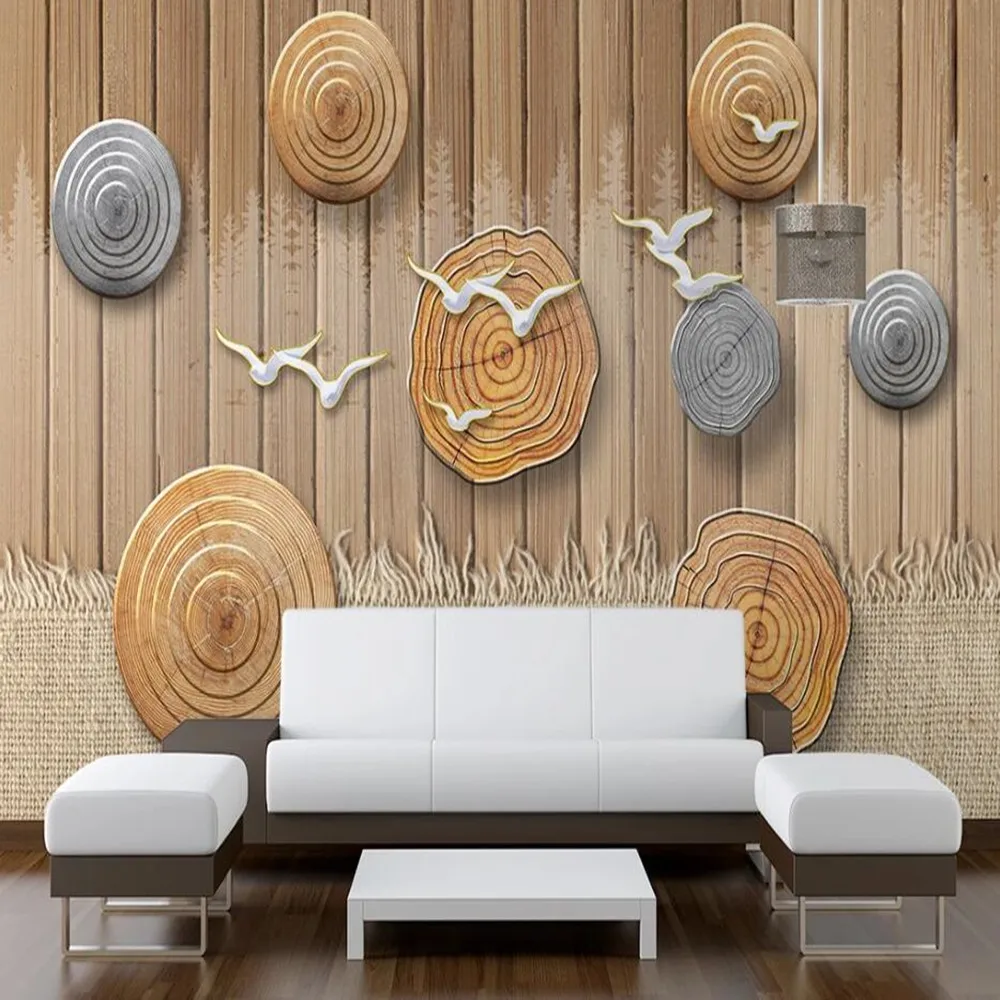 

Пользовательский 3D Классический доска ежегодные кольца Летающие птицы фон обои роспись