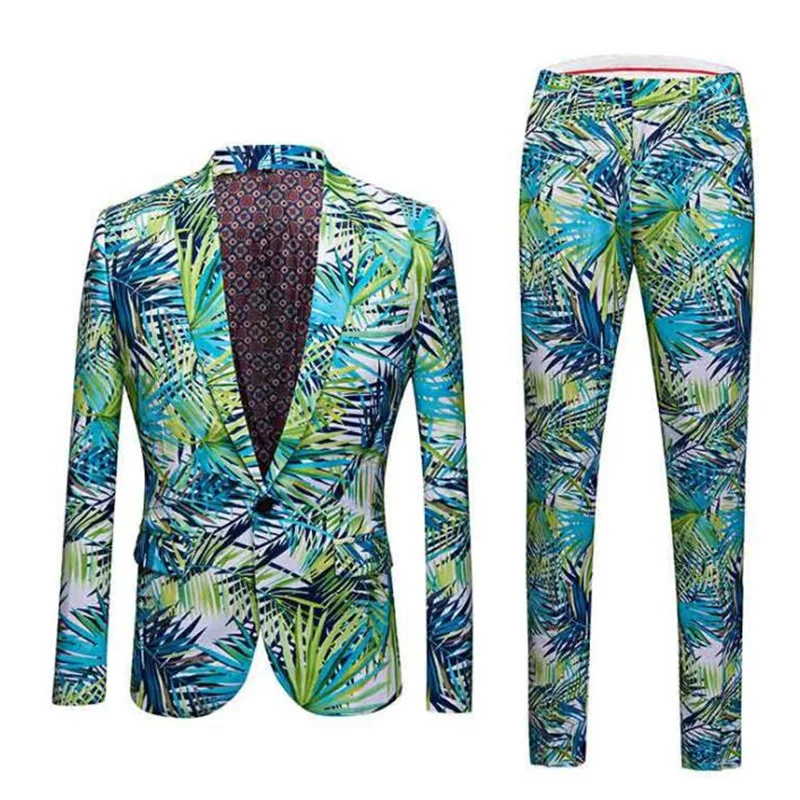 

Men's printed suits blazer masculino korean slim groom dress terno masculino casual flower jackets jaqueta masculina fshion