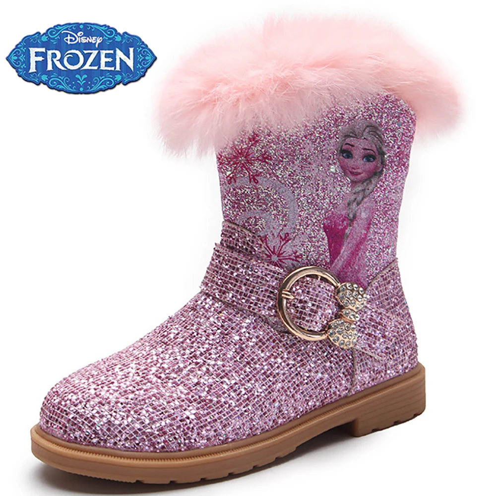 

Новинка 2021, Детские повседневные ботинки Disney для девочек, модные ботинки принцессы «Холодное сердце», детские теплые Нескользящие уличные ...