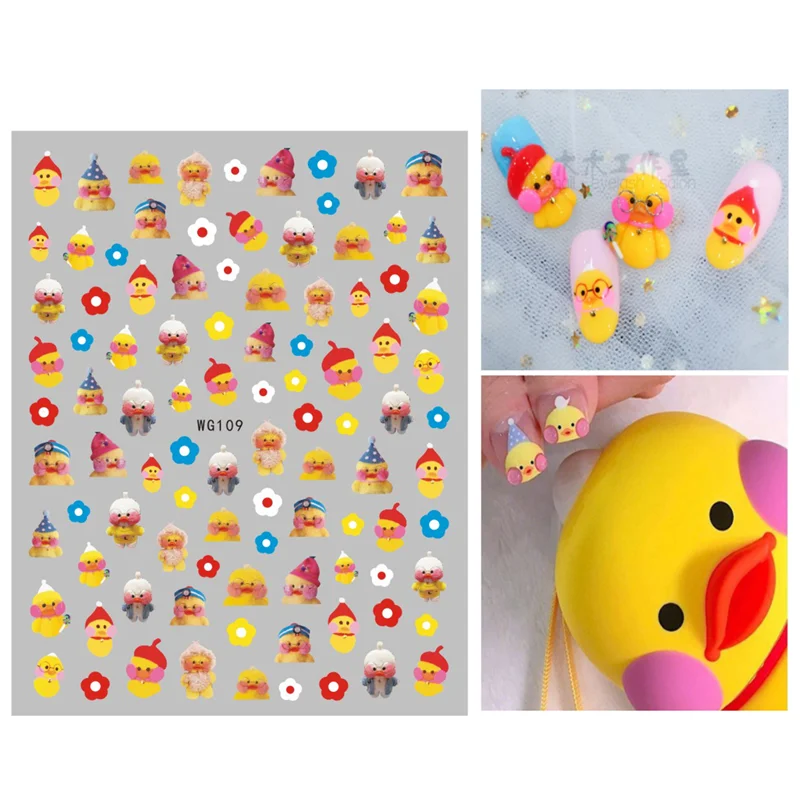 

10PCS cartoon anime nail stickers graffiti egg yolk nail art design 3D decoration accessories decal stickers
