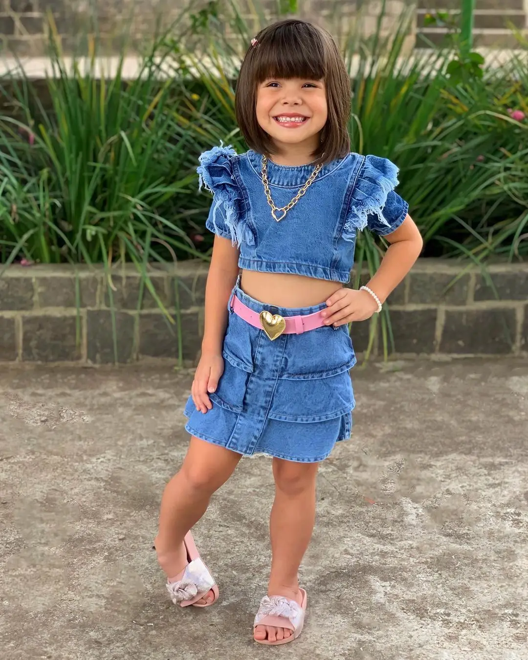 

OPPERIAYA 2Pc Toddler Summer Outfit Solid Color O-Neck Short Sleeve Crop T-shirt High-Waist Layer Skirt for Baby Girl 1-6 Years