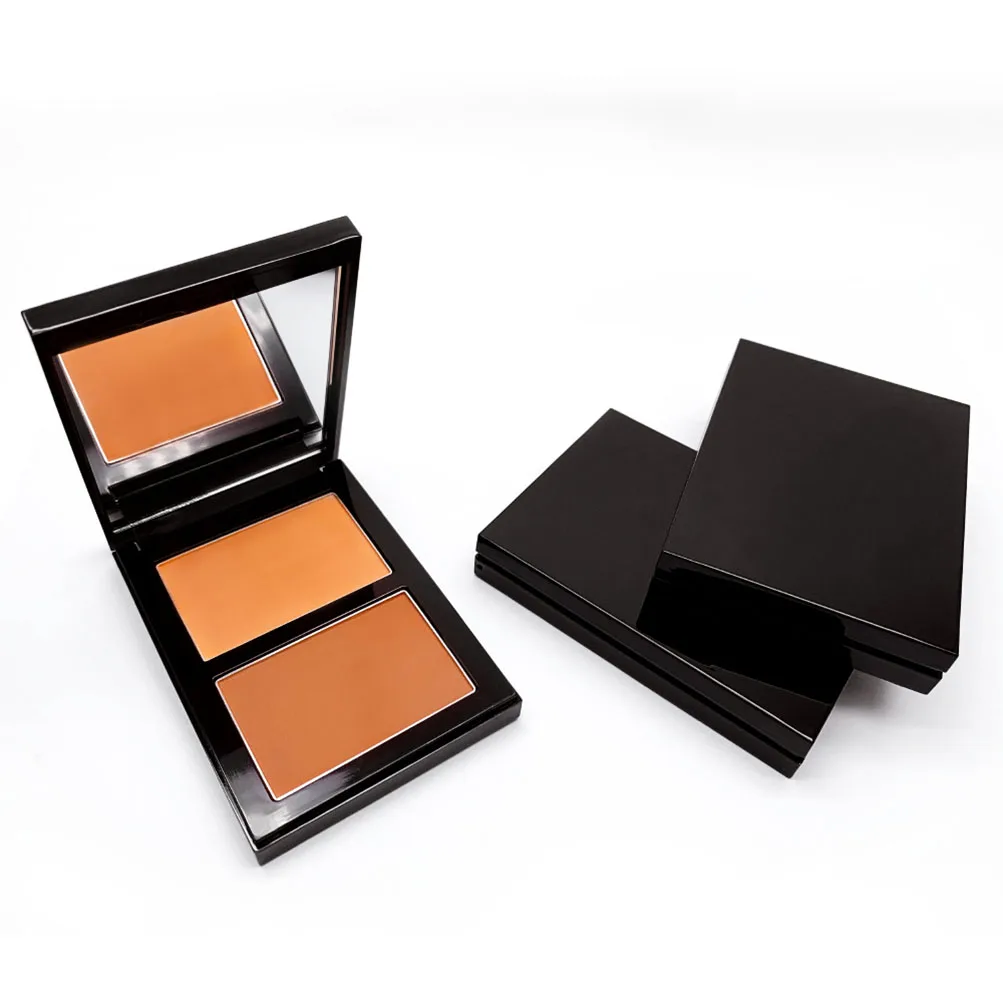 2021 New Portable Two-color Concealer Private Label Bronze Blush Palette Nose Shadow Contour Powder with Mirror