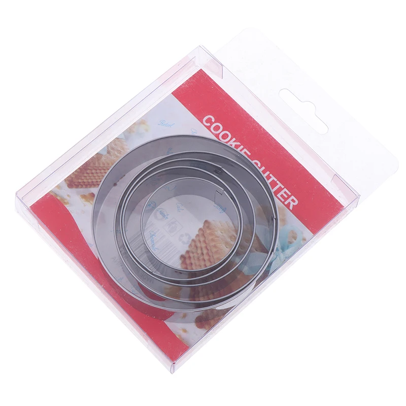 

5pcs/set Stainless Steel Biscuit Mould Portable Round Shape Cake Fondant Mold Kitchen Gadgets Baking Accessories Cookie Cutters