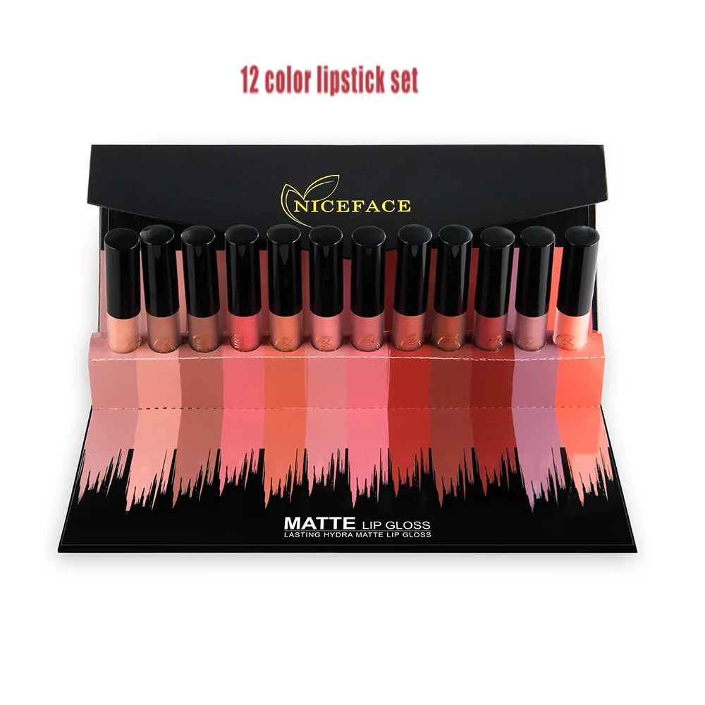 Подарочная коробка 12-цветной Блеск для губ Набор антипригарная чашка не