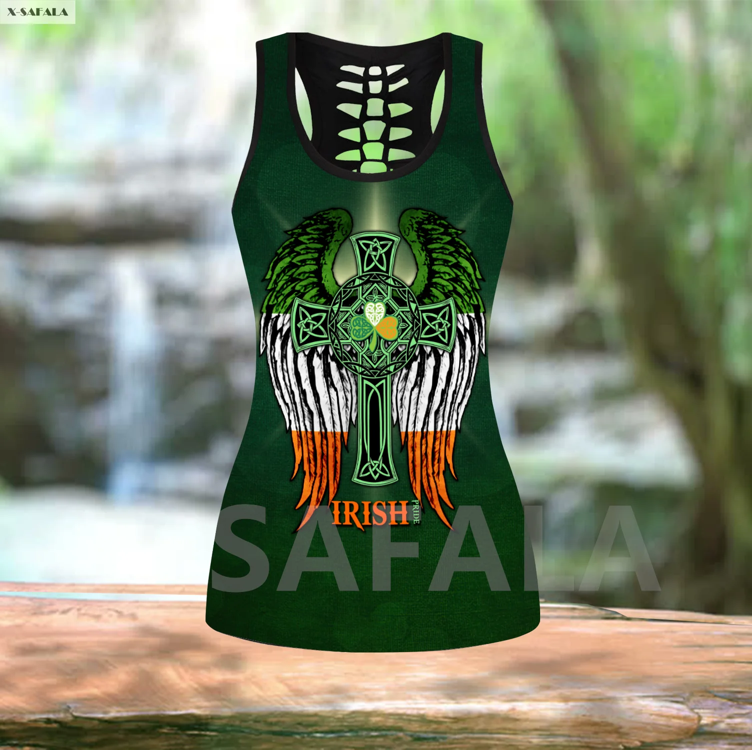 

Irish Pride Tattoo 3D Printed Women Combo Two Piece Yoga Set Vest Hollow Out Tank Top High Waist Legging Summer Casual Sport