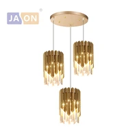 luxury golden chrome silver crystal led hanging lamps chandelier lighting lustre suspension luminaire lampen for dinning room