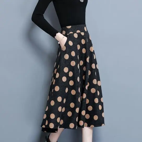 2020 юбка макси эластичная высокая талия Осень-зима клетчатая длинные юбки Ретро