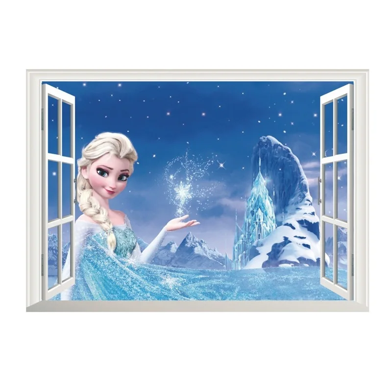 Big Frozen Wall Stickers For Kids Rooms Removable Princess Bedroom Decals Elsa Anna Letters Shop Home Decor Vinyl Mural Posters