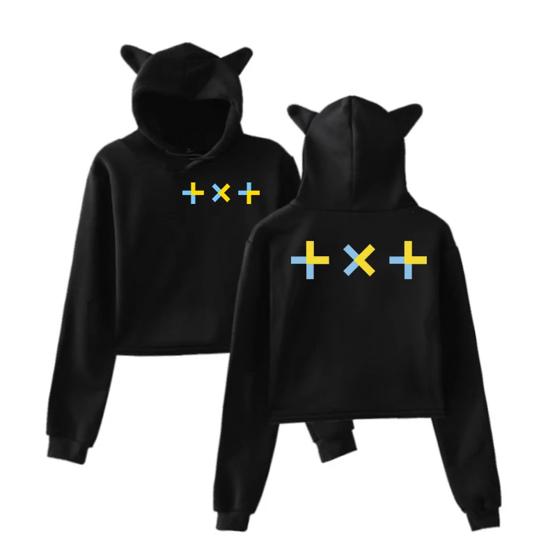 Модные Kpop TXT женские толстовки с капюшоном и кошачьими ушками для подростков