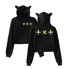 Модные Kpop TXT женские толстовки с капюшоном и кошачьими ушками для подростков, осенняя одежда с длинными рукавами, толстовки для девочек, Harajuku женские розовые Топы