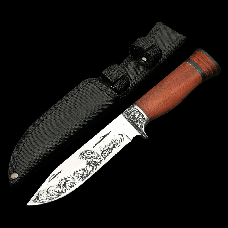 B DuoClang Hawk узор зеркальная полировка 440c стальной Походный нож для выживания самообороны охотничьи ножи с фиксированным лезвием инструмент - Цвет: B