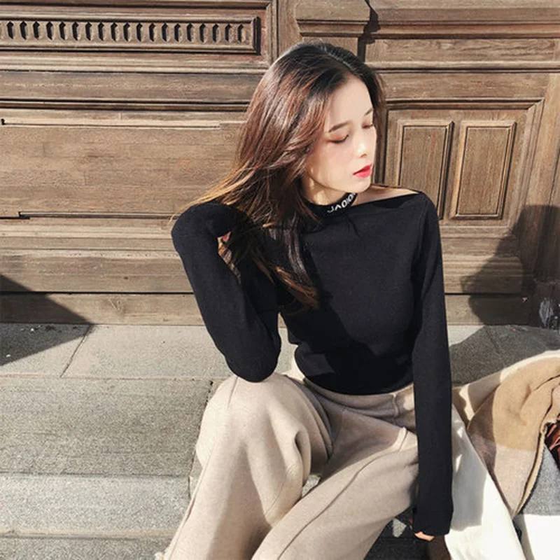 Mishow Женский лонгслив модная однотонная водолазка с открытыми плечами MX18D5123 |