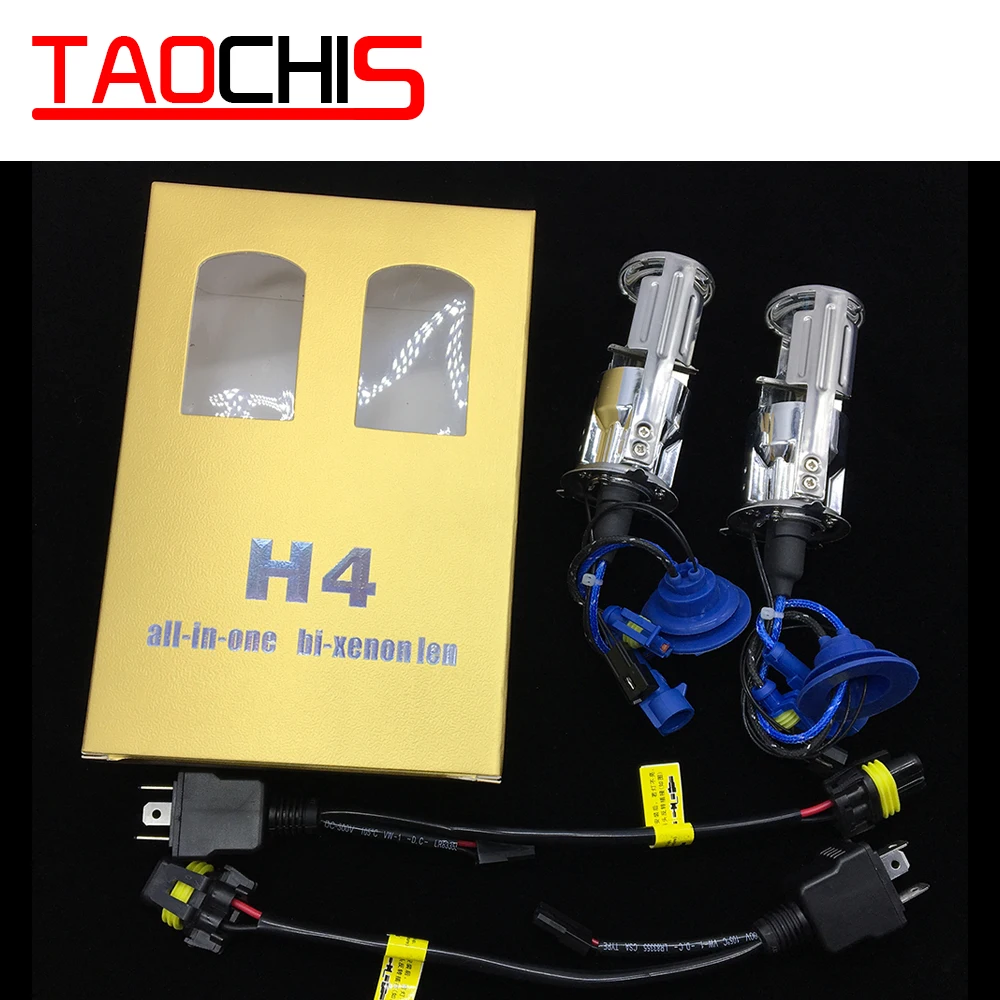 TAOCHIS 2x55 Вт H4 LHD Би-ксеноновые лампы без потерь HID лампа-светильник Hi/Lo луч головной светильник с мини-объективом проектора 4300K 6000K