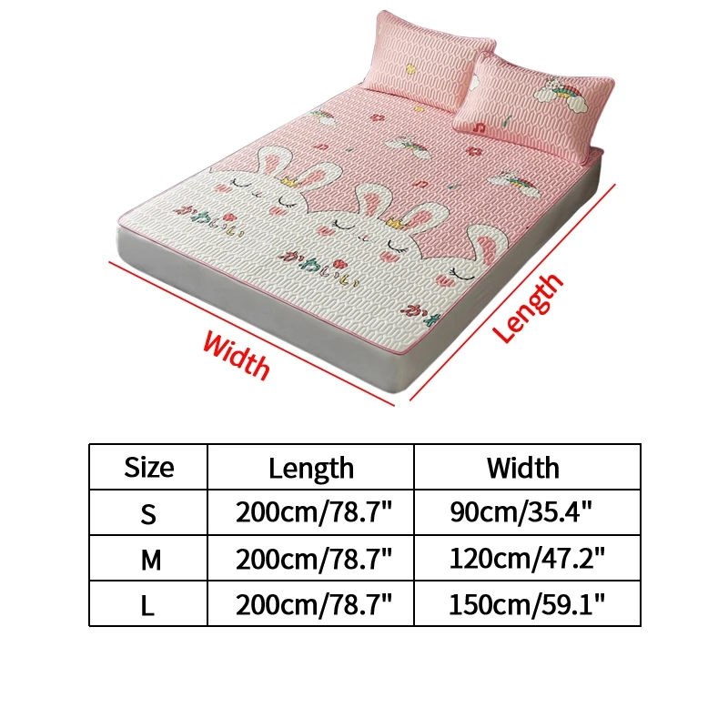 

0.9/1.2/1.5m Summer Cool Sleeping Mat Cartoon Folding Mattress Cover Breathable Anti-skid Bed Mat Washable Bed Protection Pad