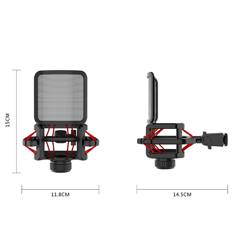 

Microphone Shock Mount with Microphone Filter Windscreen Reduce Noise Anti Vibration Screen Stable Easy Install
