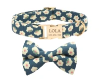 personalized dog collar and leash custom dog collar bow tie small large floral flower dog collar boy girl dog collar wedding