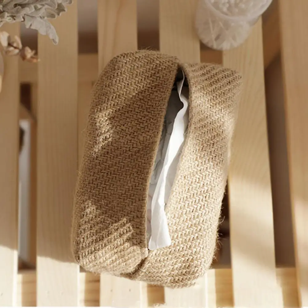 

Ins Cotton And Linen Pumping Box Fabric Simple Weaving Homestay Decoration Toilet Paper Storage Beige Apricot Photo Prop