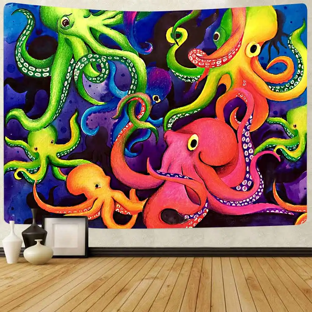 

Настенные гобелены Simsant Psychedelic гобелены с принтом осьминог, с изображением морских животных, для гостиной, домашнего декора