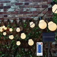 solar powered 12m g50 patio string light christmas 50leds globe bulb fairy lights for outdoor garden wedding decorative garland