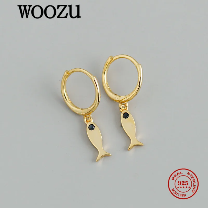 WOOZU креативные милые проложить Черный Циркон с принтом маленькие рыбки