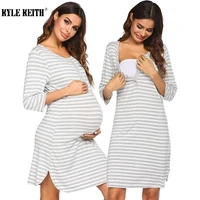 designer women striped maternity nightgown pregnant 34 sleeve labor delivery nursing dress hospital gowns s xxl
