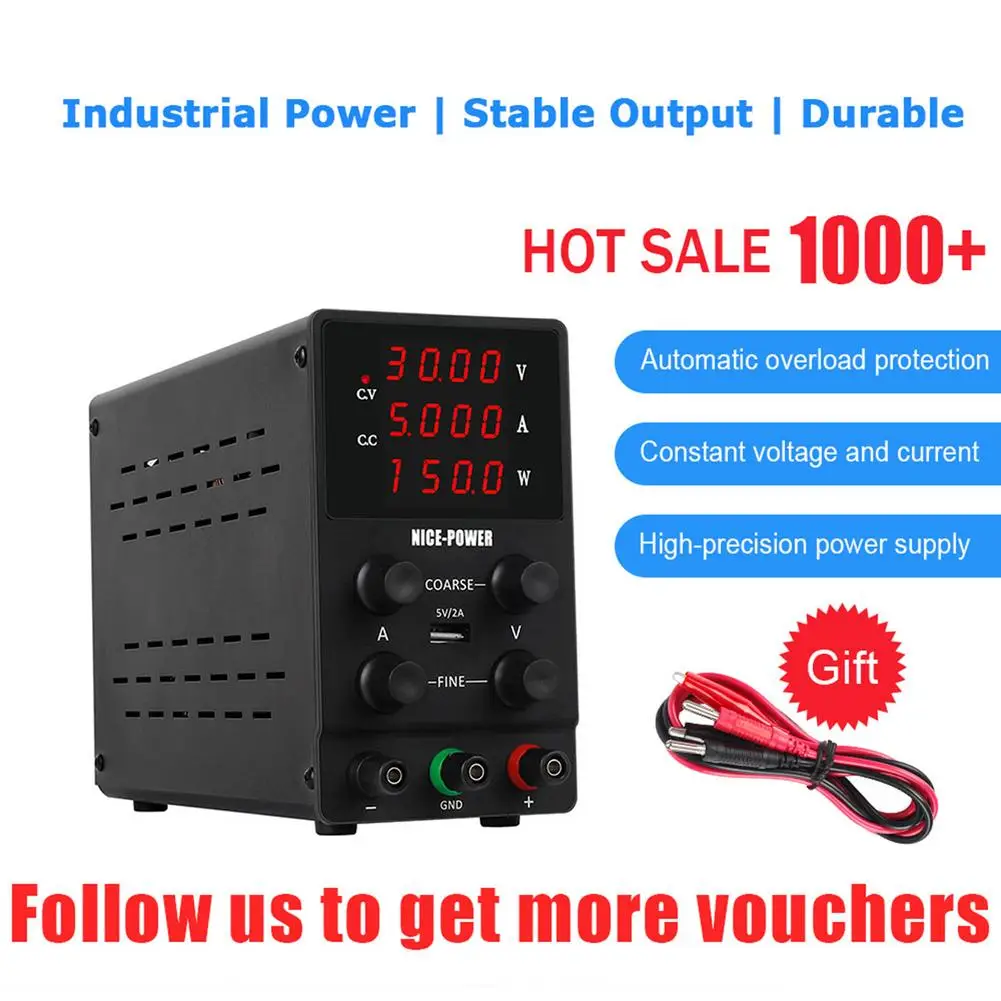 

30V 5A Adjustable Laboratory Power Supply 4-bit Display DC Power Supply Charging Repair Switching Power Supply Voltage Regulator