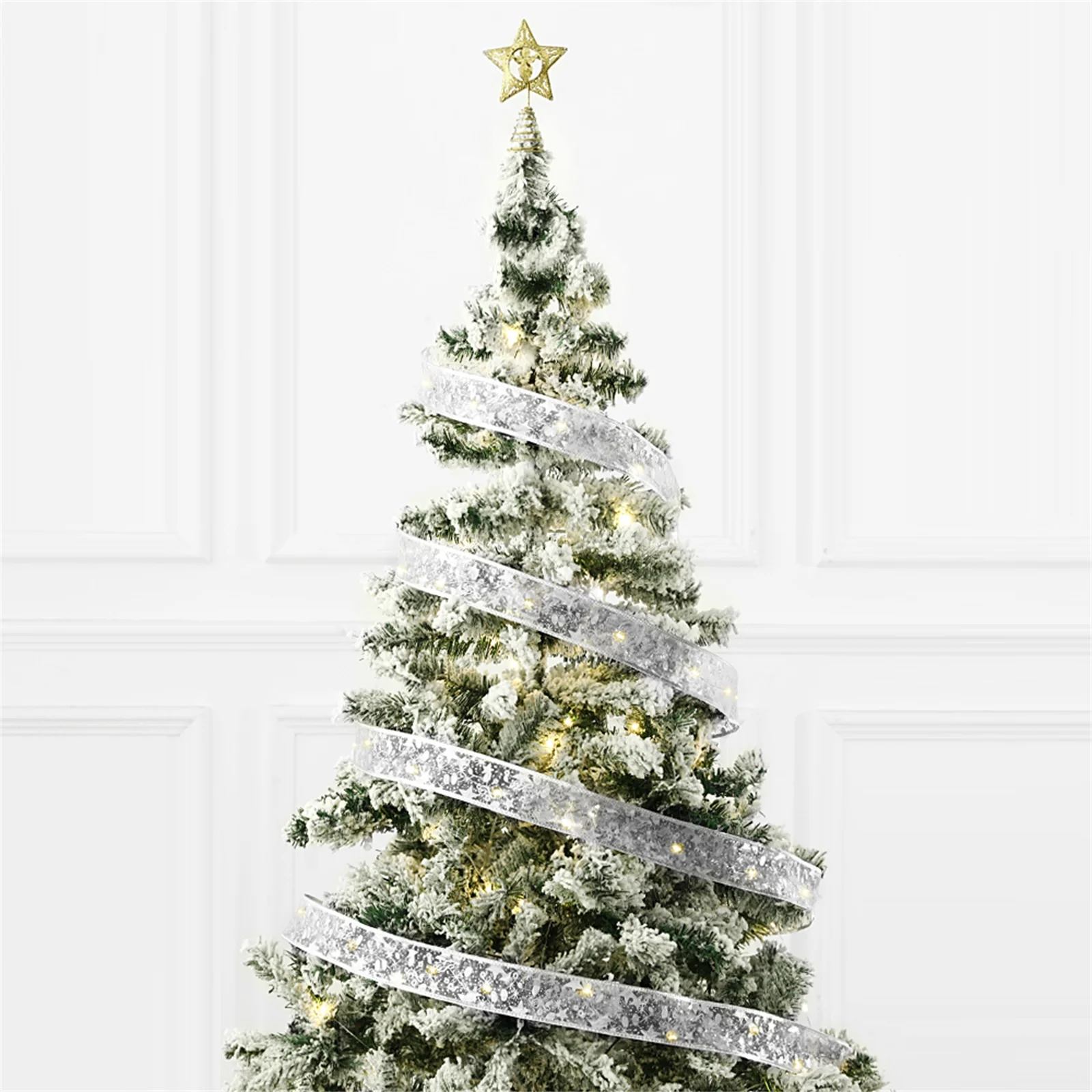 

Shining Ribbon Fairy Lights Decoration Glow Ribbon Lights for Christmas Tree Holiday Indoor Outdoor Christmas Decor