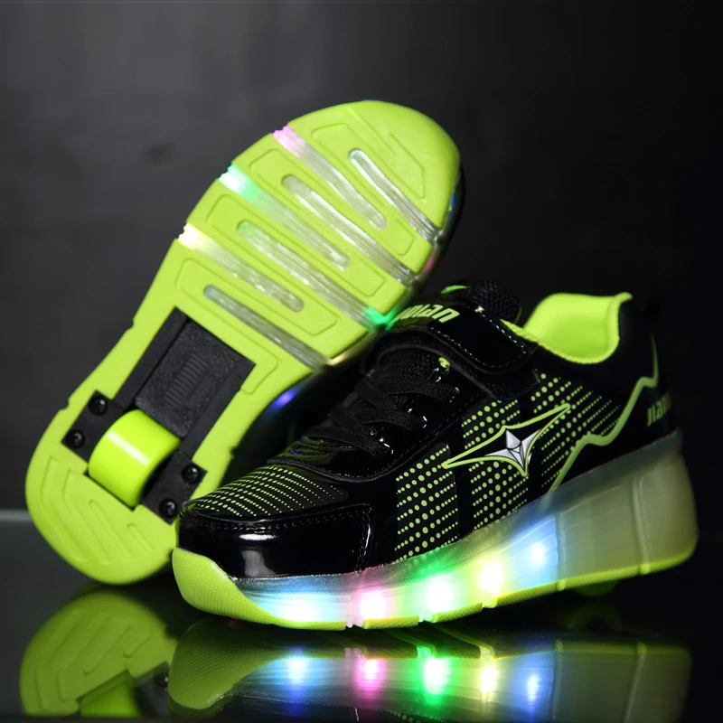 Pink Green Blue Cheap Child Fashion Girls Boys LED Light Roller Skate Shoes For Children Kids Sneakers With Wheels One wheels | Детская