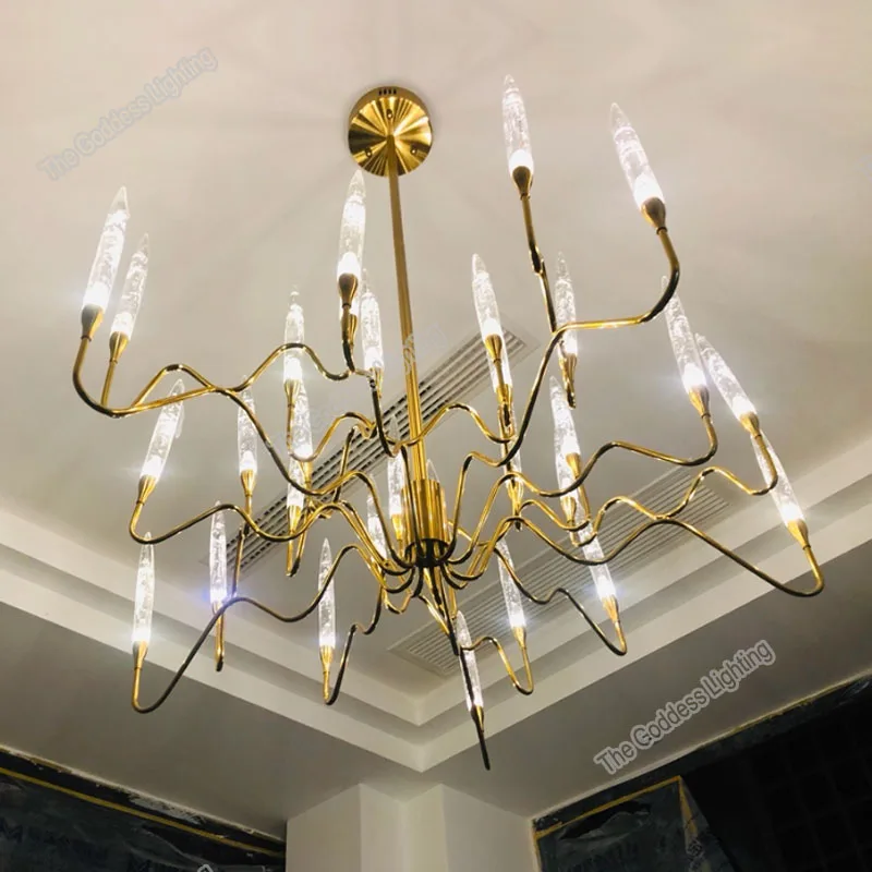 Techo de cristal arañas LED de lujo moderno de lujo vela colgando luces para decoración del hogar, cocina comedor cubierta de la lámpara de iluminación