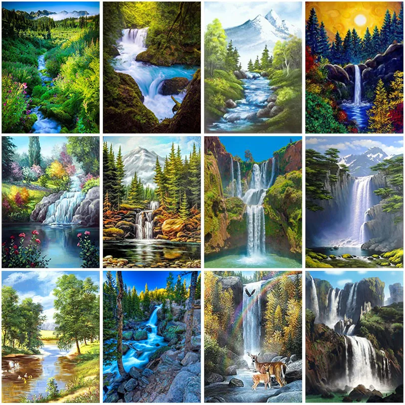 

Diy Waterfall 5D Diamond Painting Full Square Drill Cross Stitch Rhinestone Mosaic Scenic Diamond Embroidery Mosaic Home Decor