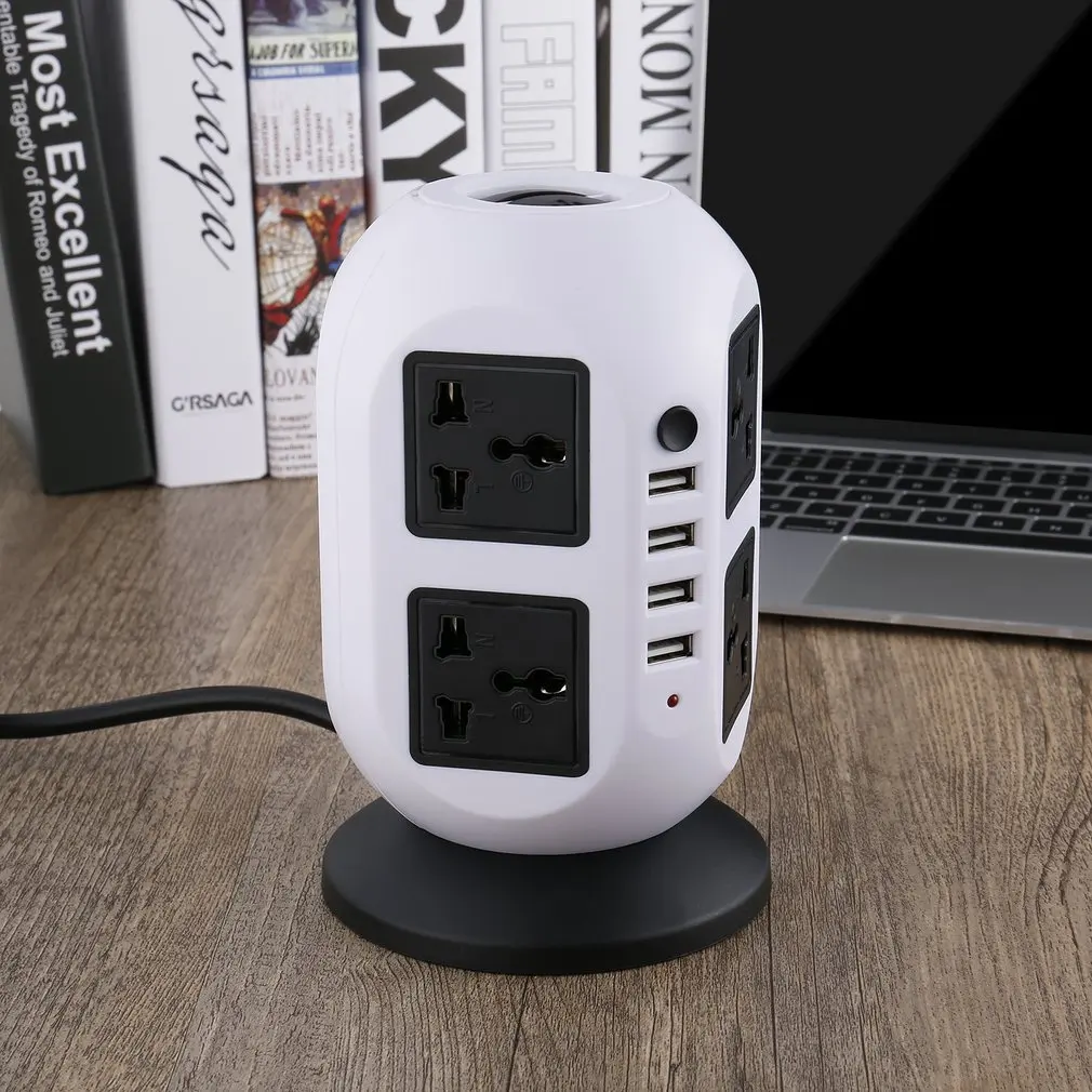 Штепсельная Вилка Tower Power Strip вертикальная умная розетка USB 8 выходная 4 usb порты с