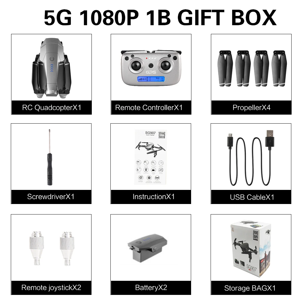 5G 1080P 1B gift box SG907/SG901 gps Дрон с 4K HD двойной камерой Широкий угол 5G wifi FPV RC Квадрокоптер складной Дрон Профессиональный gps следуй за мной - Цвет: 5G 1080P 1B gift box