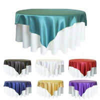 solid square satin tablecloth smooth teal blue table cover for wedding party home dining room decoration table cloth white black
