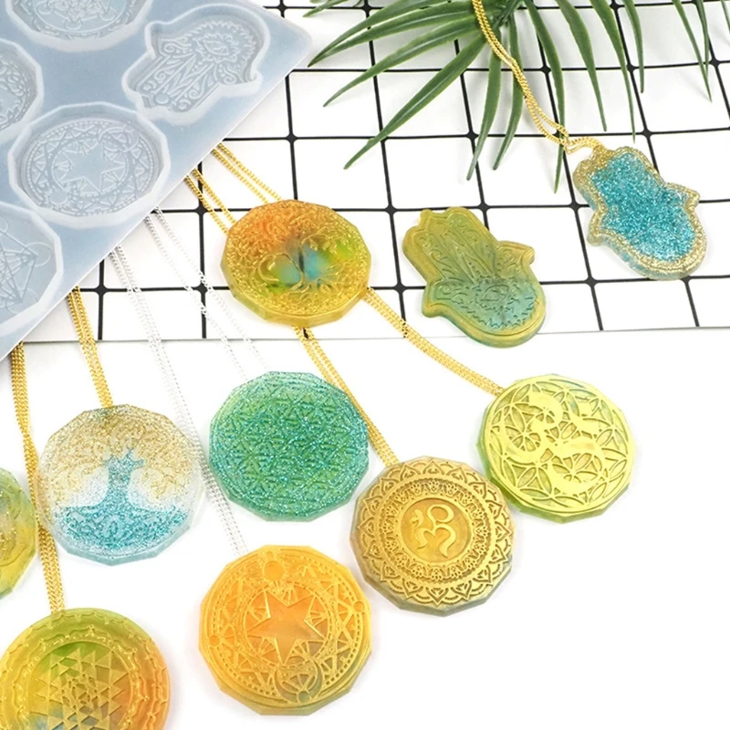 

Flower of Life Pendant Crystal Epoxy Resin Mold Jewelry Necklace Earrings Silicone Mould DIY Crafts Casting Tools