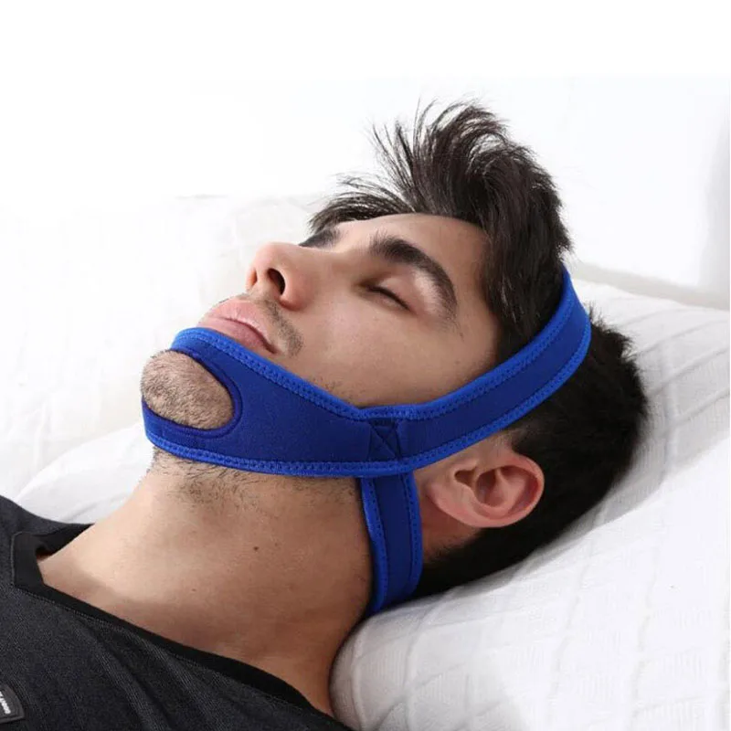 

New Neoprene Anti Snore Stop Snoring Chin Strap Belt Anti Apnea Jaw Solution Sleep Support Apnea Belt Black Blue