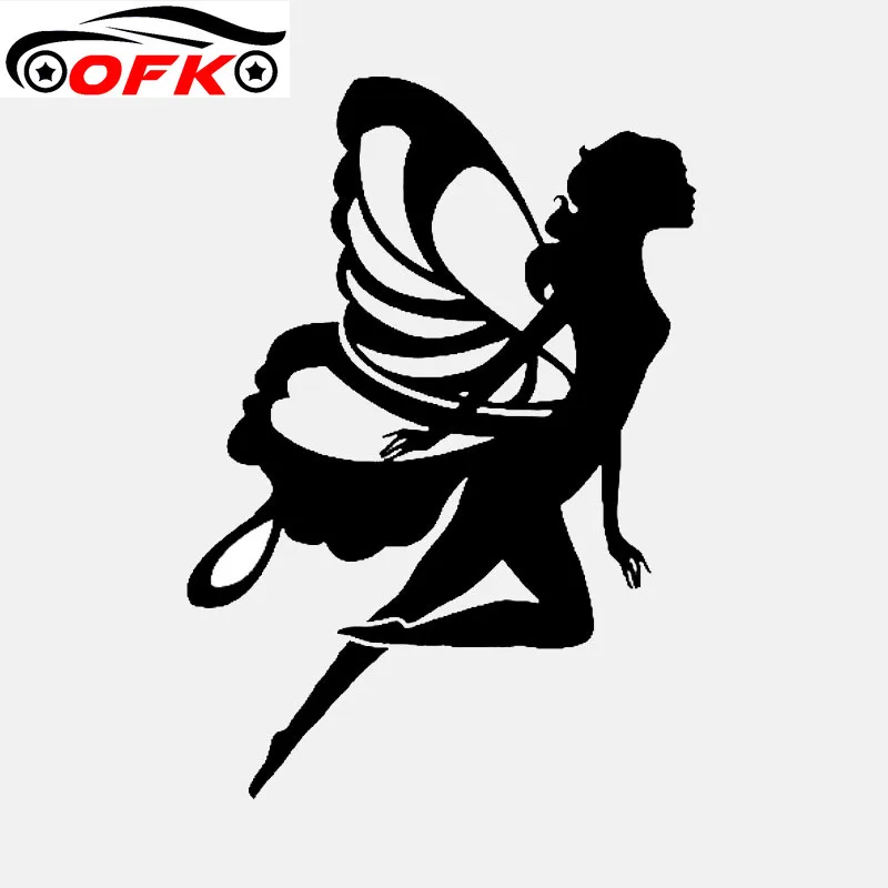 

Автомобильные Виниловые стикеры OFK с изображением бабочки, волшебного угла, Мультяшные виниловые Стикеры для маленькой девочки, черные/сер...