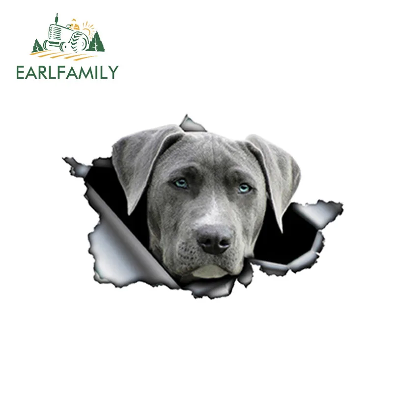 EARLFAMILY, 13 см x 8,6 см, серый Веймаранер, автомобильная наклейка, рваная металлическая наклейка, Светоотражающая наклейка s, водонепроницаемая, 3D, для автомобиля, стильная, для домашних животных, наклейка с собакой
