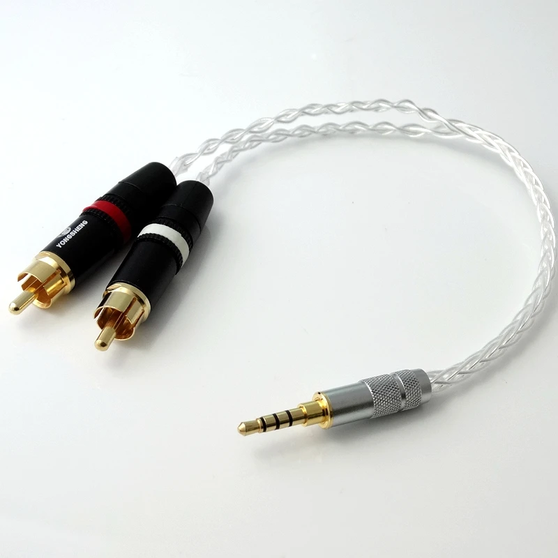 HIFI 2 5 мм TRRS/4 4 сбалансированный штекер 3 Джек RCA разъем Aux кабель 8x1 0 Серебристый