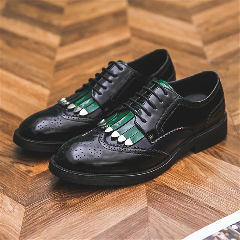 

Oxfords Wingtip Shoes Men Mixed Colors Classic Business Brogues Formal Shoes Lace-Up Pointed Top Italian Elegant Shoes