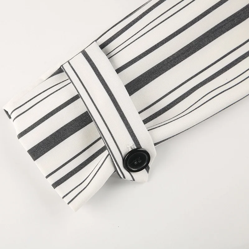 Длинный Тренч в тонкую полоску Женская Осенняя простая уличная одежда стиле